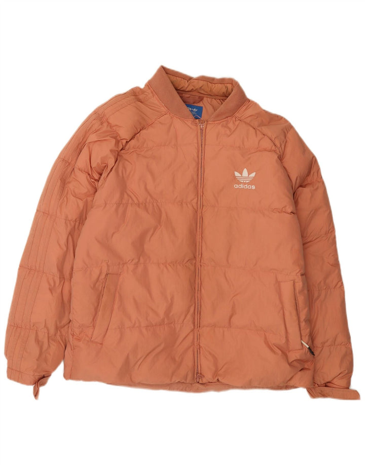 Adidas Mens Padded Jacket UK 40 Large Orange Nylon