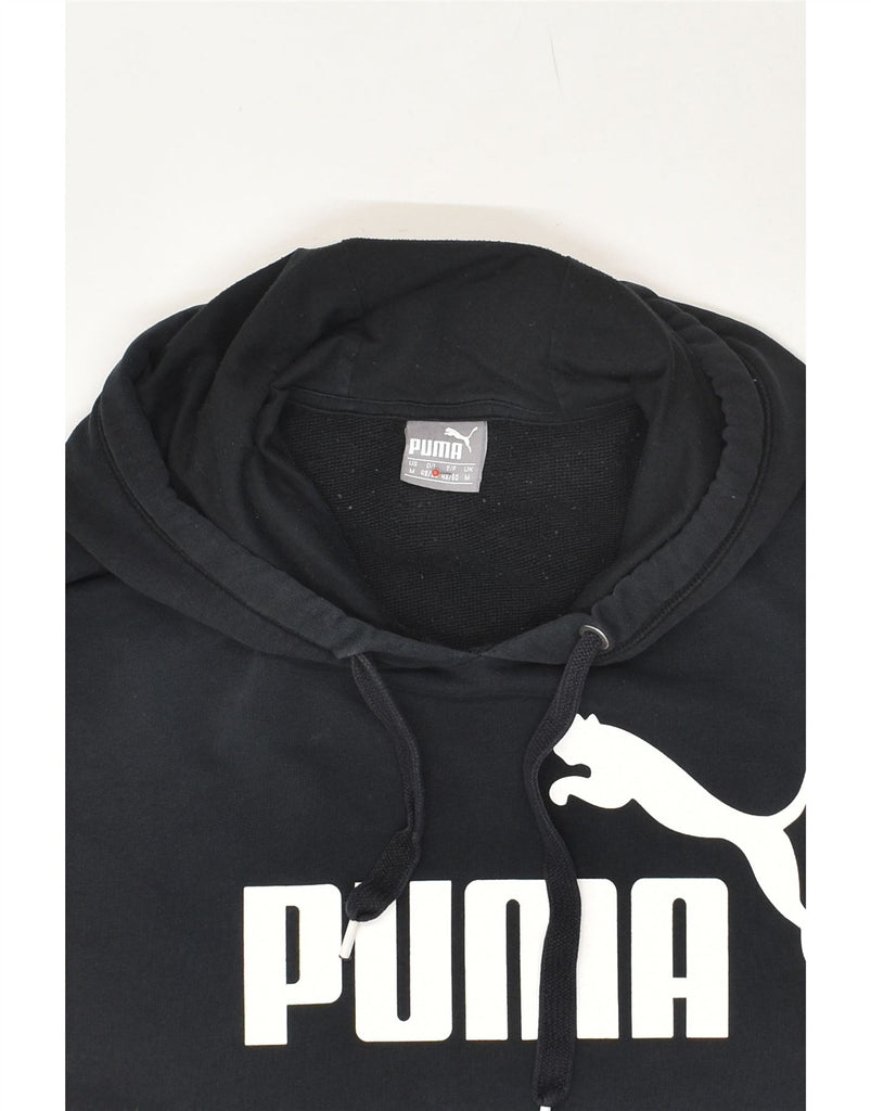 PUMA Mens Graphic Hoodie Jumper Medium Black Cotton | Vintage Puma | Thrift | Second-Hand Puma | Used Clothing | Messina Hembry 