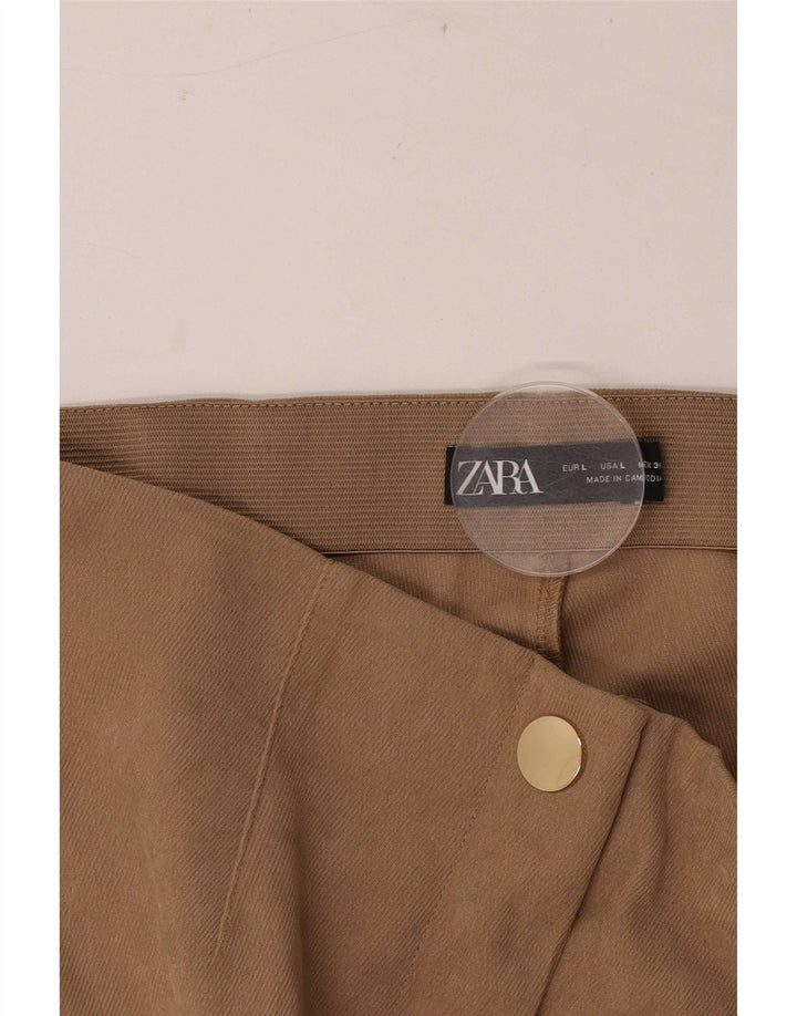 Zara Womens Slim Casual Trousers Large W30 L28 Brown