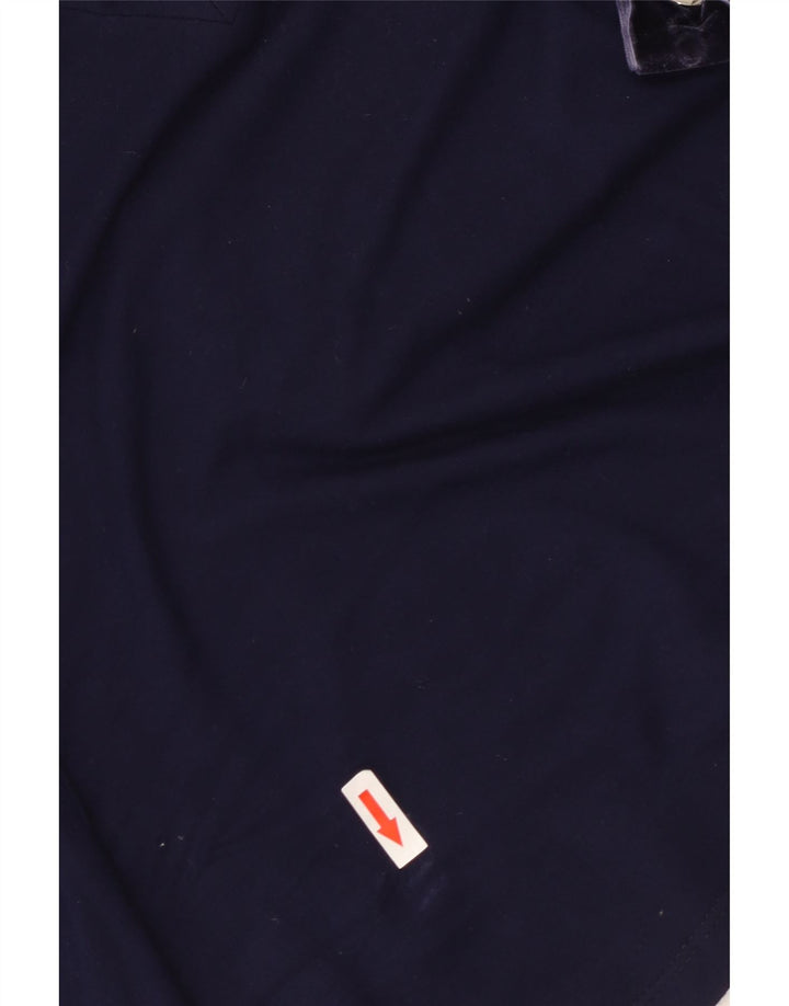 ROCCOBAROCCO Womens Crop Top Long Sleeve US 8 Medium Navy Blue Viscose