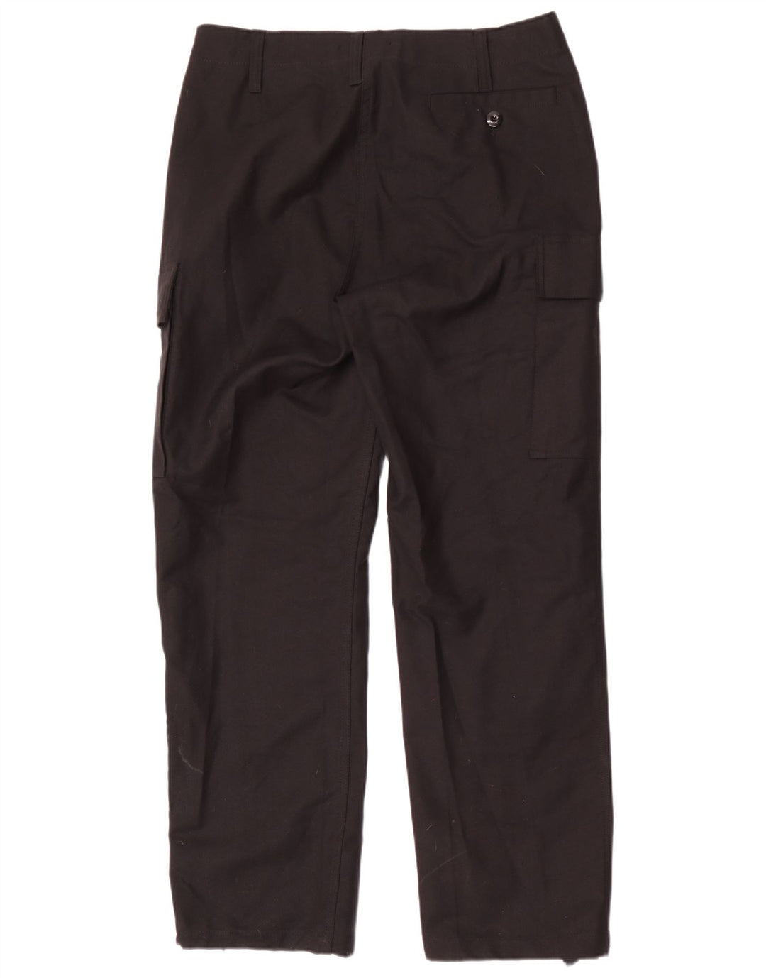 Vintage Mens Straight Cargo Trousers W34 L32 Black Cotton