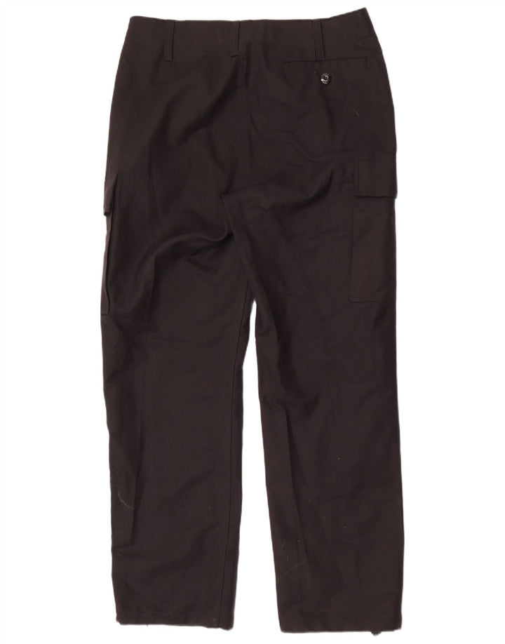 Vintage Mens Straight Cargo Trousers W34 L32 Black Cotton