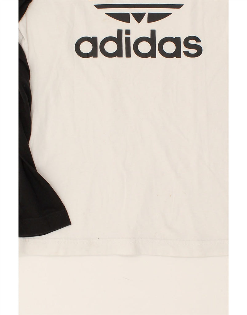 ADIDAS Boys Graphic Top Long Sleeve 13-14 Years White Colourblock Cotton | Vintage Adidas | Thrift | Second-Hand Adidas | Used Clothing | Messina Hembry 