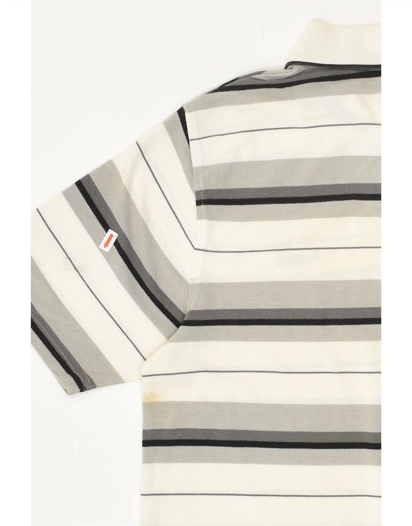 REEBOK Mens Polo Shirt Small White Striped Cotton Vintage Reebok and Second-Hand Reebok from Messina Hembry 