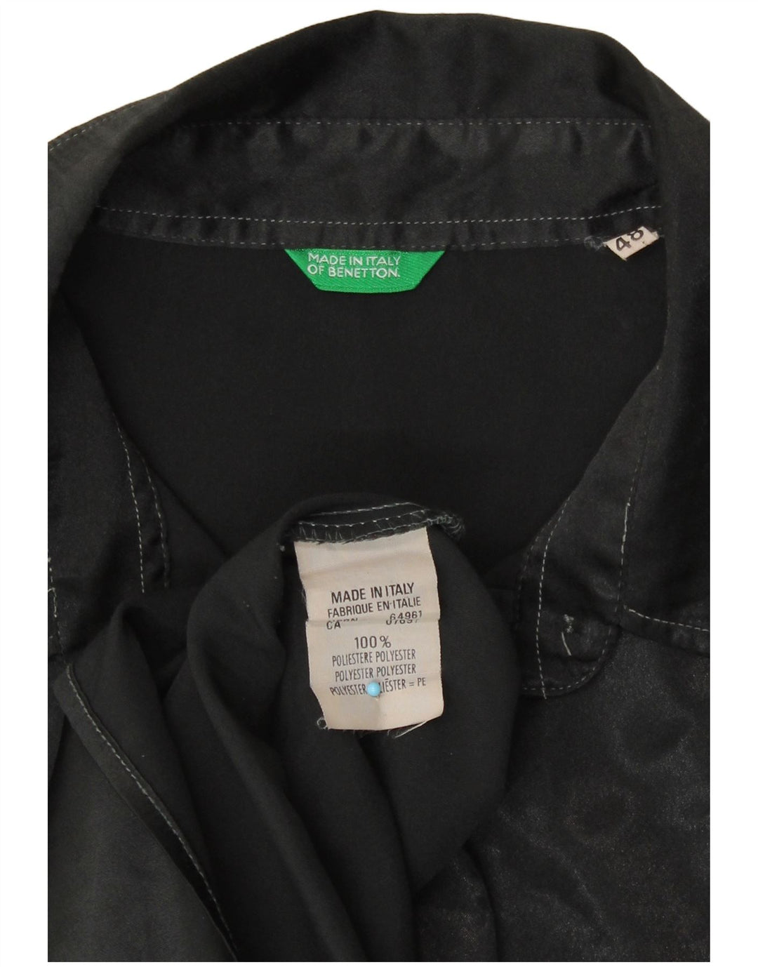 Benetton Womens Shirt IT 48 XL Black Animal Print Polyester