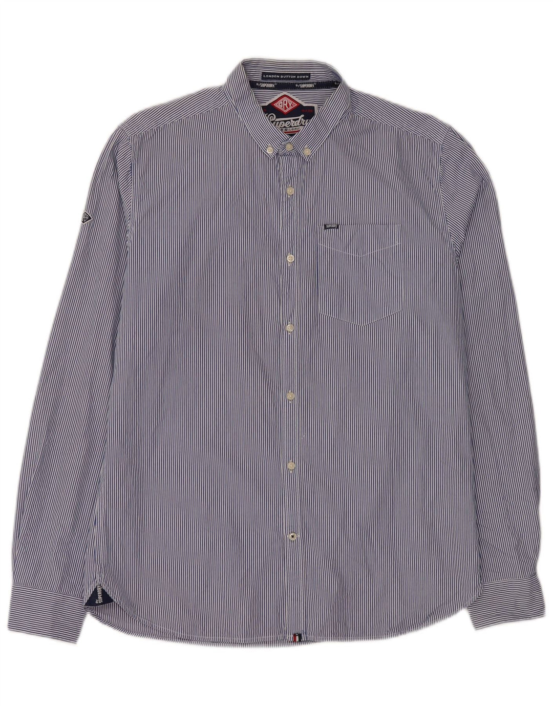 Superdry Mens Shirt XL Blue Pinstripe Cotton
