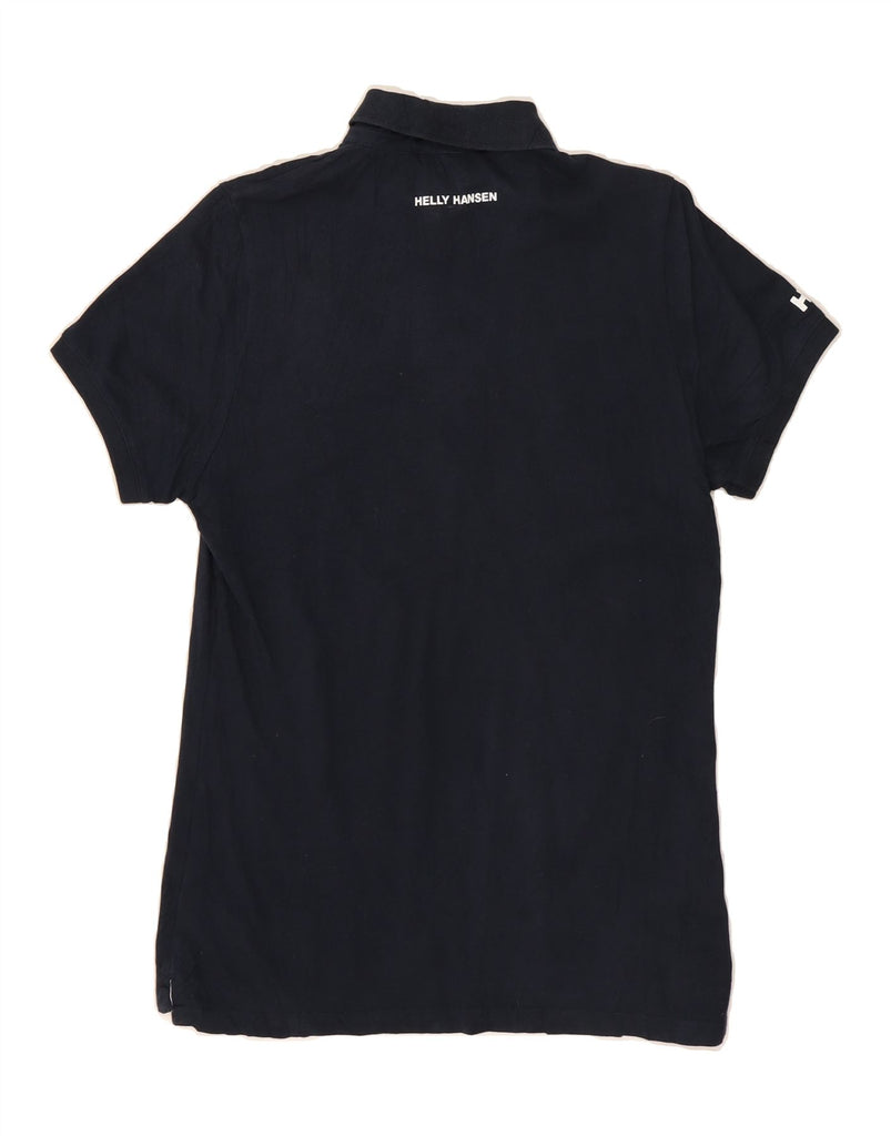 HELLY HANSEN Womens Graphic Polo Shirt UK 16 Large Navy Blue Cotton Vintage Helly Hansen and Second-Hand Helly Hansen from Messina Hembry 