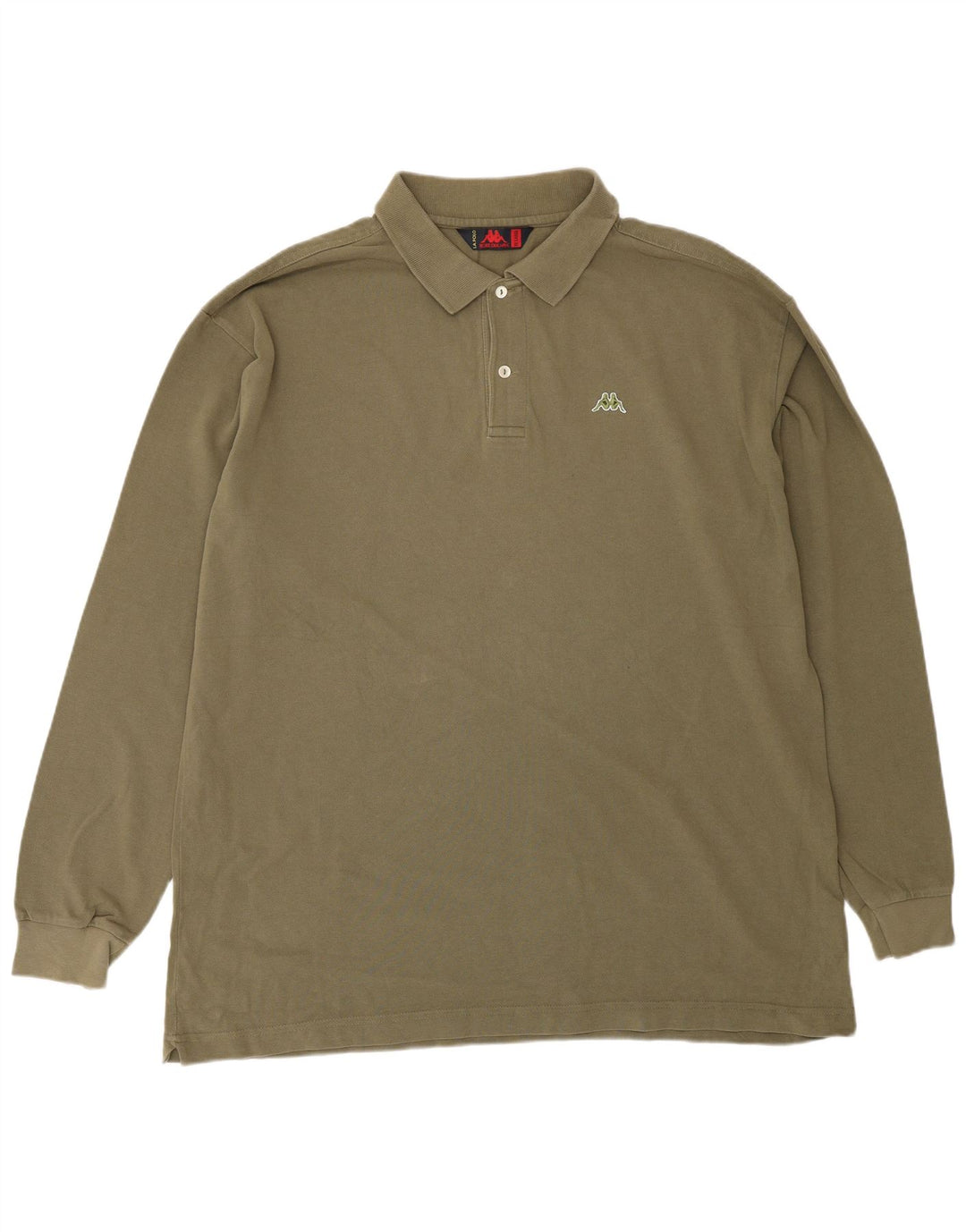 Kappa Mens Long Sleeve Polo Shirt 2XL Khaki Cotton