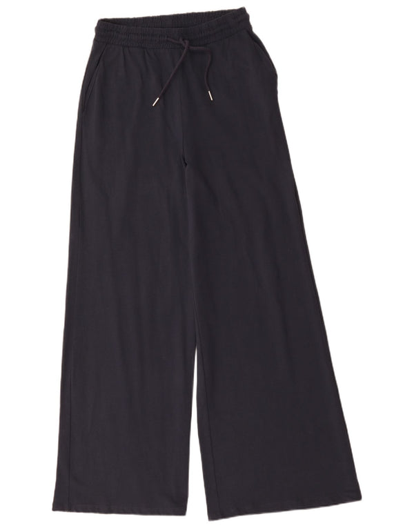 Zara Womens Wide Leg Tracksuit Trousers UK 12 Medium  Navy Blue Cotton