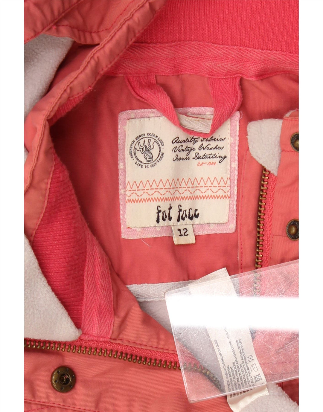 Fat Face Womens Hooded Windbreaker Jacket UK 12 Medium Pink Nylon