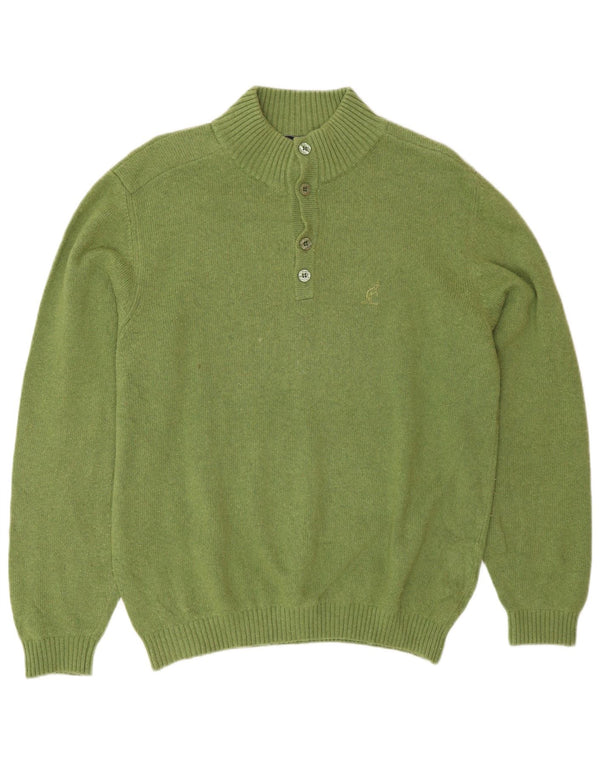 AUSTRALIAN L'ALPINA Mens Button Neck Jumper Sweater IT 48 Medium Green