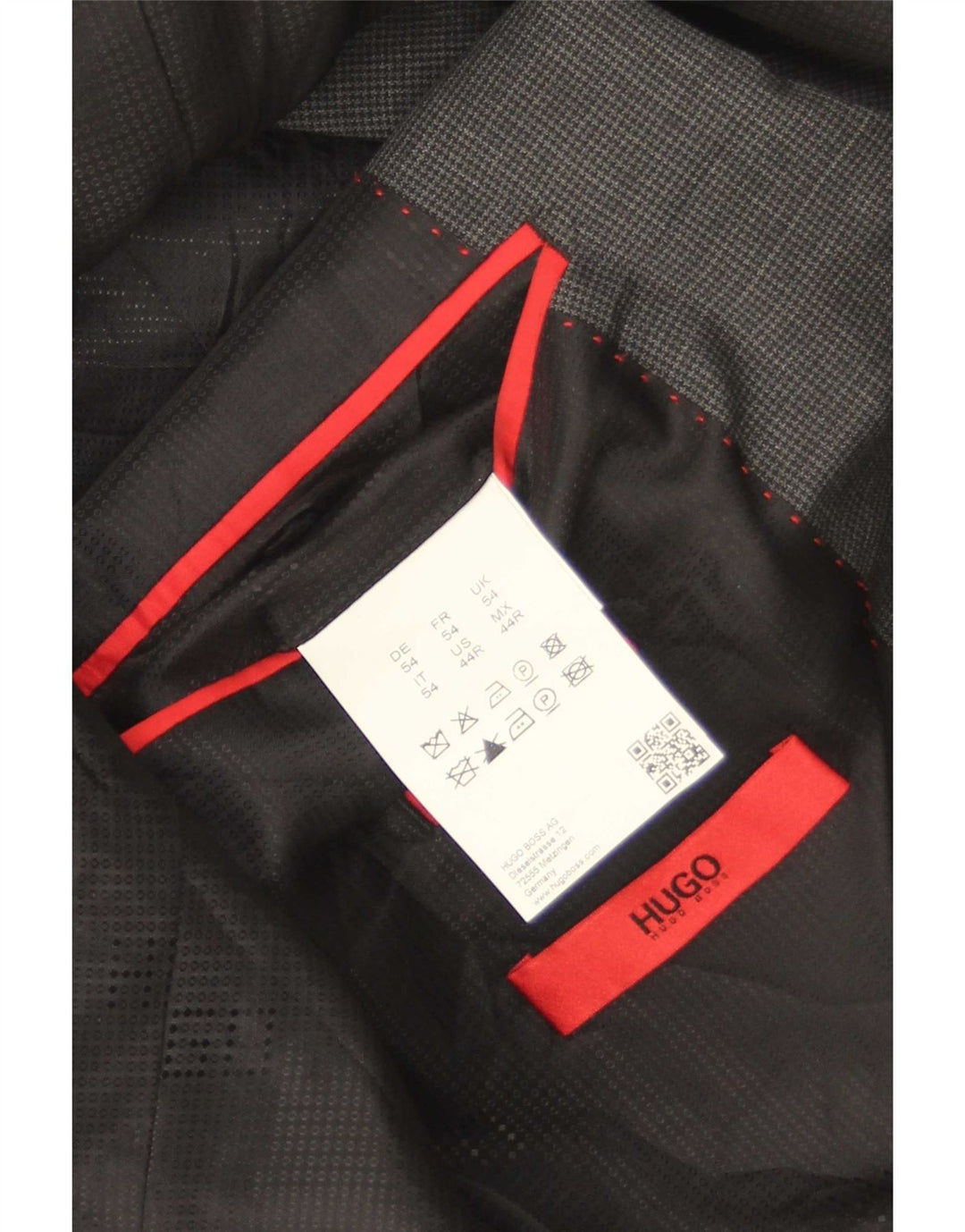 Hugo Boss Mens 2 Button Blazer Jacket EU 54 2XL Grey Houndstooth