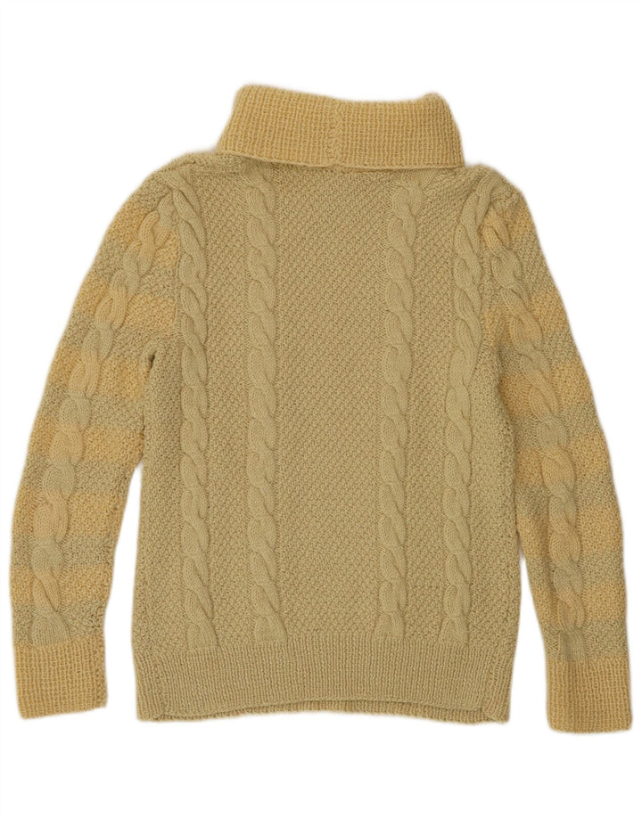 Vintage Womens Roll Neck Jumper Sweater UK 10 Small Yellow