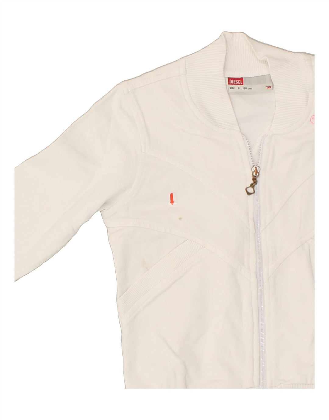 DIESEL Girls Graphic Tracksuit Top Jacket 5-6 Years White Geometric Cotton | Vintage Diesel | Thrift | Second-Hand Diesel | Used Clothing | Messina Hembry 