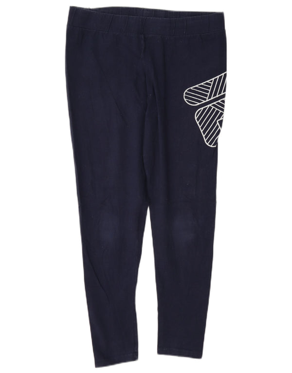 Fila Womens Graphic Leggings UK 12 Medium Navy Blue Cotton