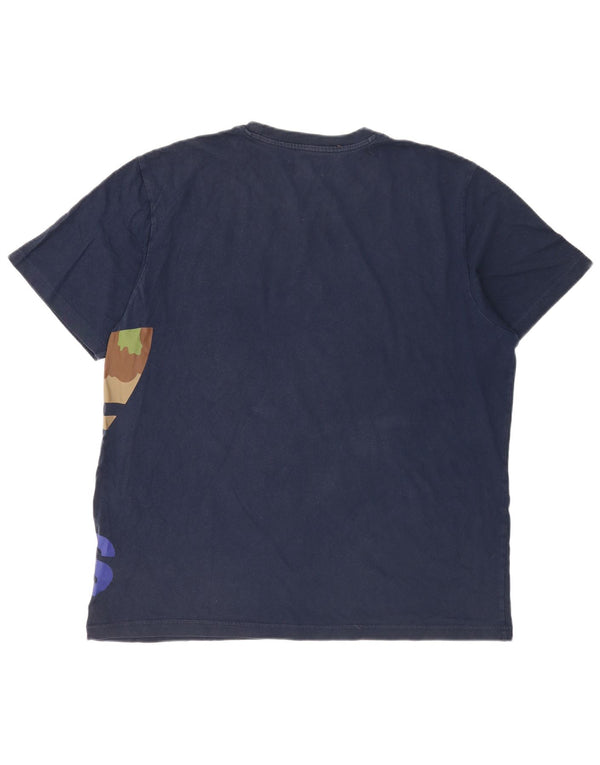 Adidas Mens Graphic T-Shirt Top XL Navy Blue Cotton