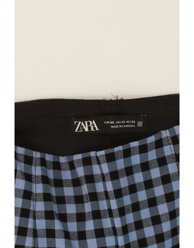 ZARA Womens Bootcut Casual Trousers XS W24 L26 Blue Gingham Viscose Vintage Zara and Second-Hand Zara from Messina Hembry 