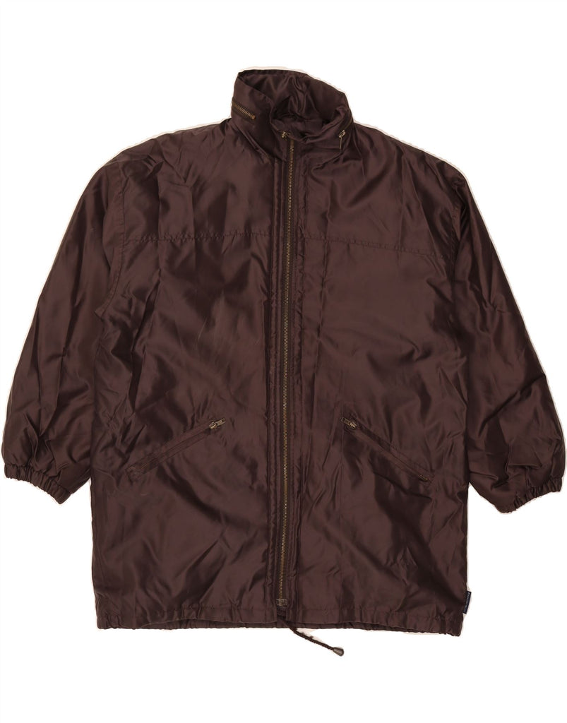 VINTAGE Mens Loose Fit Hooded Rain Jacket UK 38 Medium Brown Polyester Vintage Vintage and Second-Hand Vintage from Messina Hembry 