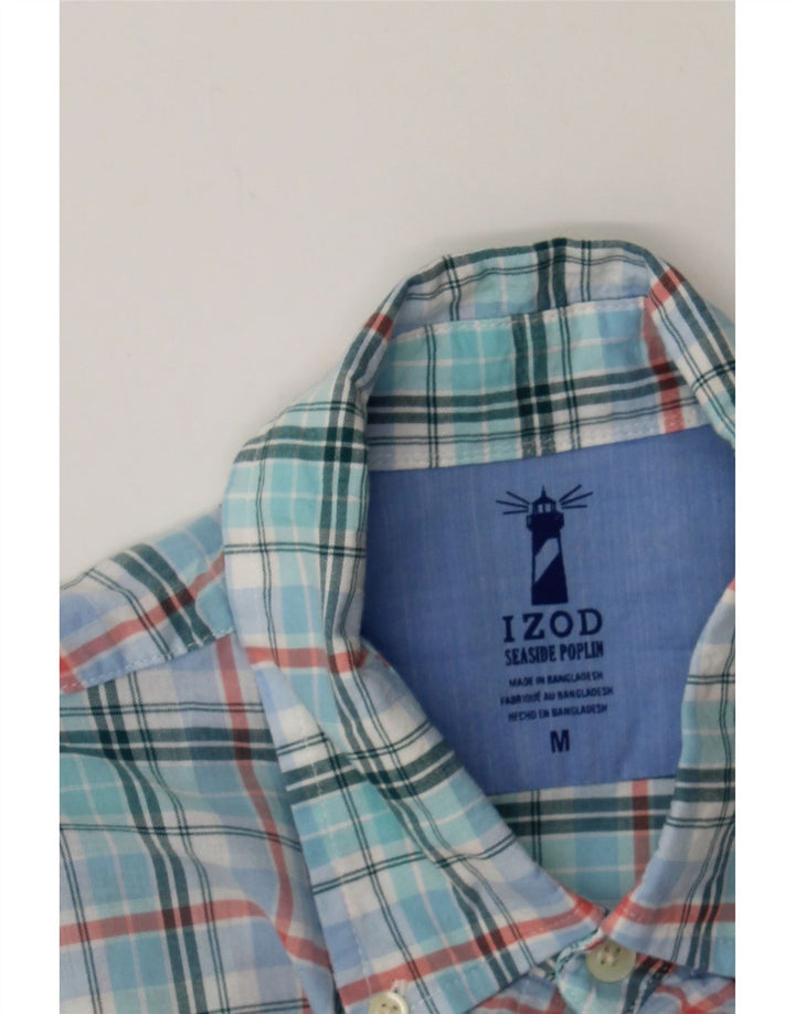 IZOD Mens Short Sleeve Shirt Medium Blue Check Cotton Vintage Izod and Second-Hand Izod from Messina Hembry 