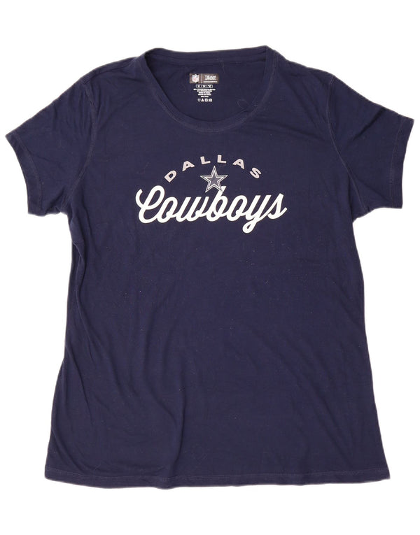 NFL Womens Dallas Cowboys Graphic T-Shirt Top UK 18 XL Navy Blue Polyester