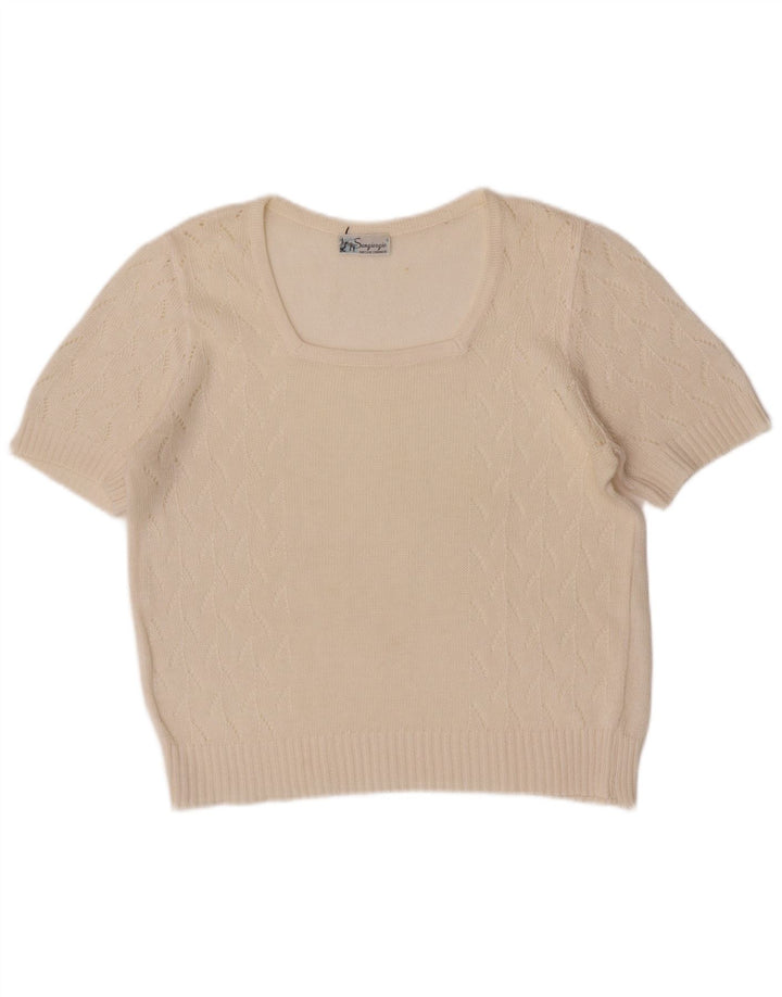 Sangiorgio Womens Short Sleeve Regular Blouse Top UK 14 Medium Off White