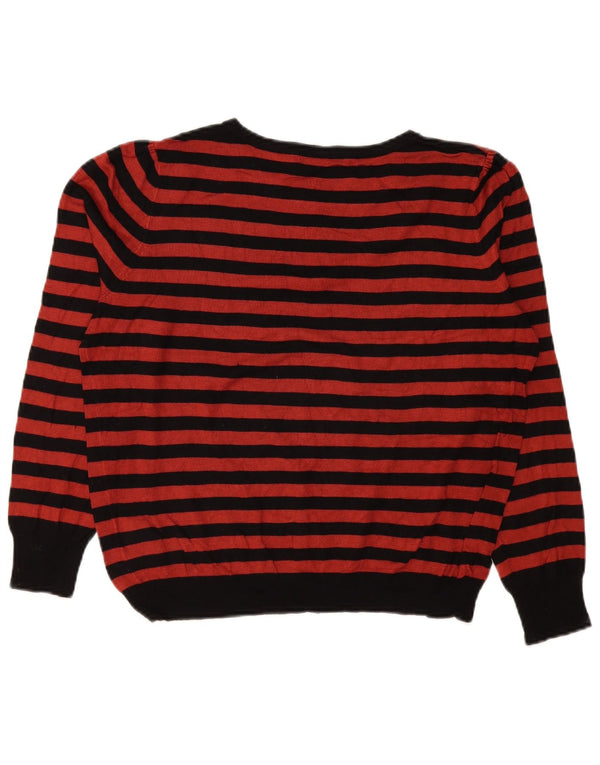 Marks & Spencer Womens Boat Neck Jumper Sweater UK 18 XL Red Striped