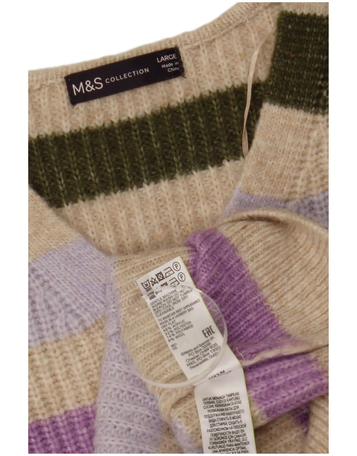 Marks & Spencer Womens V-Neck Jumper Sweater UK 16 Large Multicoloured