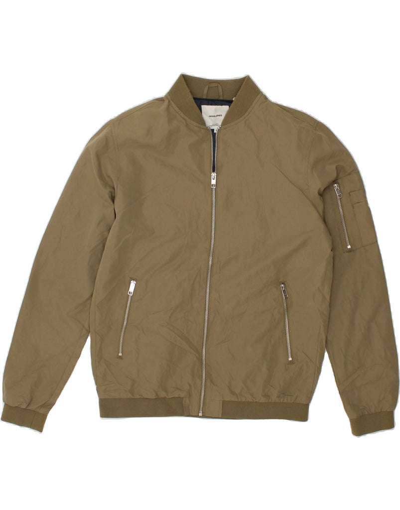 JACK & JONES Mens Bomber Jacket UK 40 Large Khaki Polyester Vintage Jack & Jones and Second-Hand Jack & Jones from Messina Hembry 
