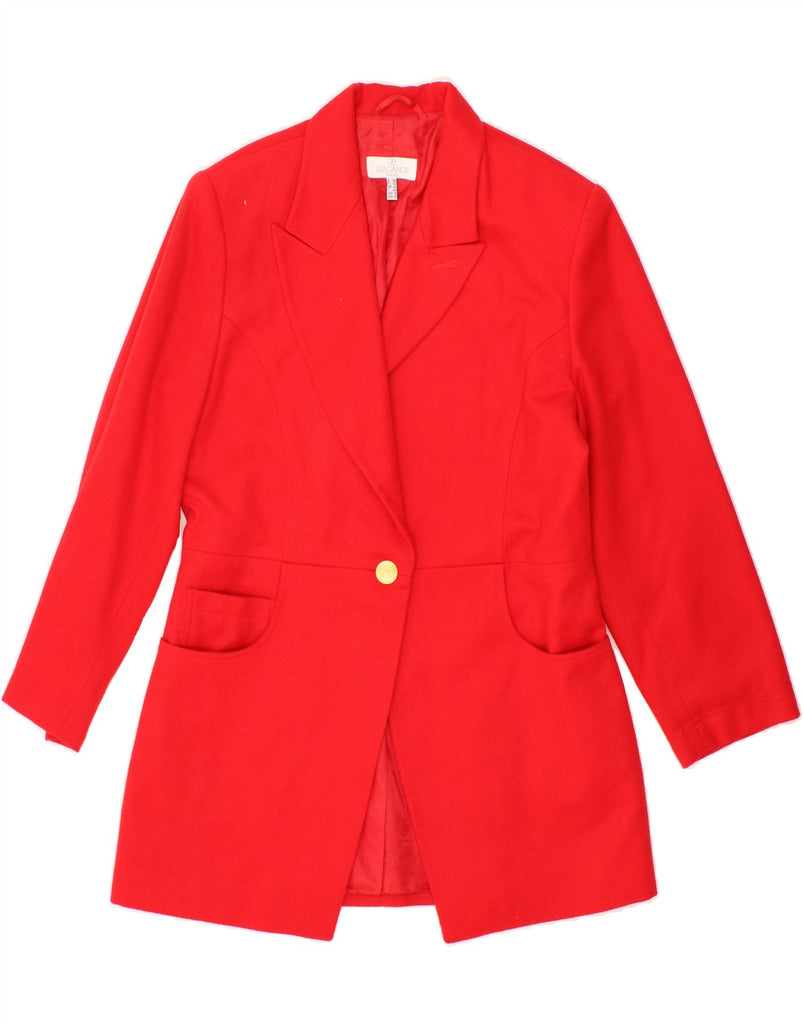 ELEGANCE Womens 1 Button Blazer Jacket UK 12 Medium Red Acetate Vintage Elegance and Second-Hand Elegance from Messina Hembry 