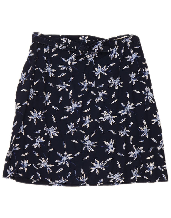 Vintage Womens Mini Skirt XL W36  Navy Blue Floral Viscose