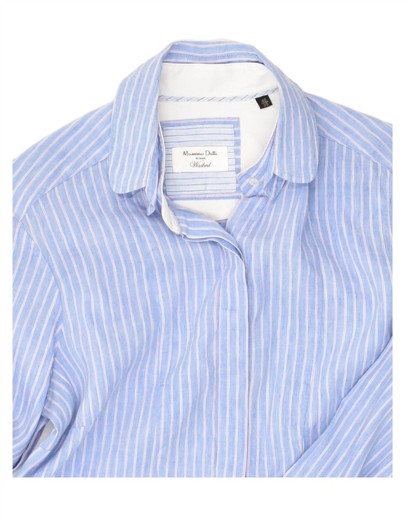 MASSIMO DUTTI Womens Pullover Shirt EU 40 Medium Blue Pinstripe | Vintage Massimo Dutti | Thrift | Second-Hand Massimo Dutti | Used Clothing | Messina Hembry 