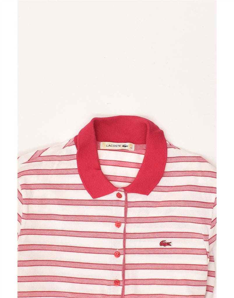 LACOSTE Womens Polo Shirt Size 40 Medium Red Striped Cotton | Vintage Lacoste | Thrift | Second-Hand Lacoste | Used Clothing | Messina Hembry 