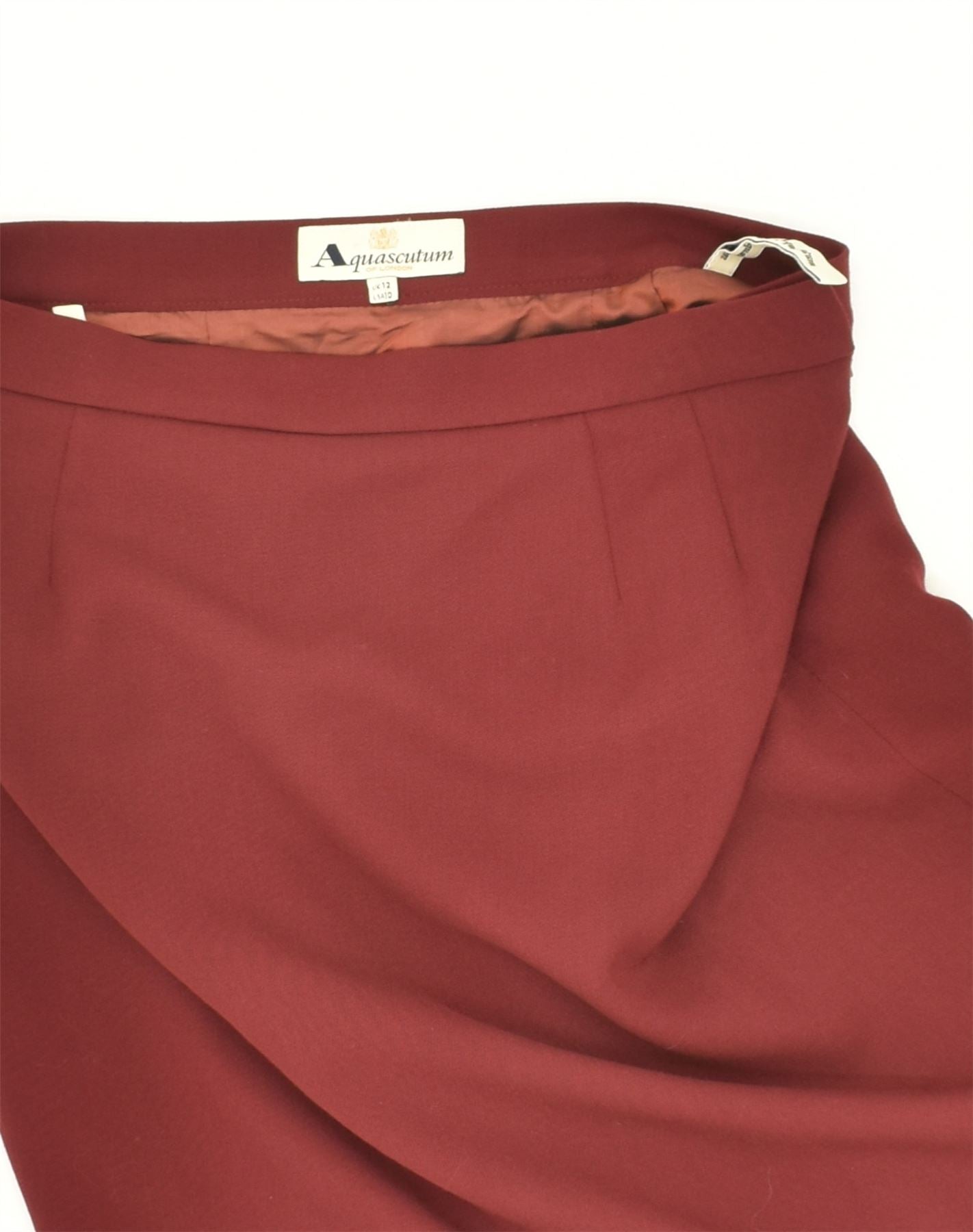 AQUASCUTUM Womens Pencil Skirt UK 12 Medium W28 Maroon Wool