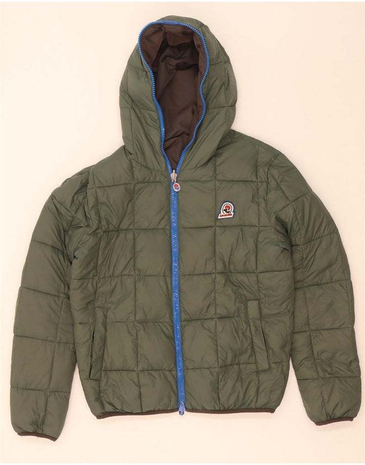 Invicta Mens Hooded Reversible Padded Jacket UK 40 Large Brown Polyester