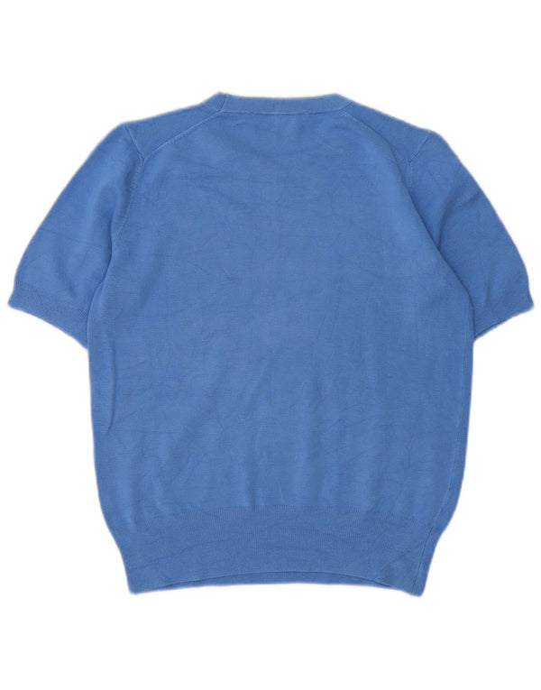 Zara Womens Short Sleeve Crew Neck Jumper Sweater UK 16 Large Blue
