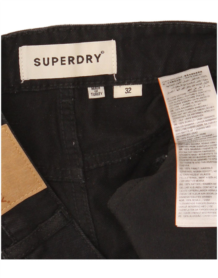 Superdry Womens Denim High Waist Hot Pants W32 Large Black Cotton