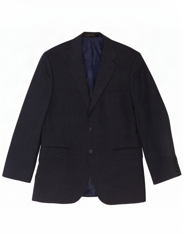 Marks & Spencer Mens 2 Button Blazer Jacket UK 42 Large Navy Blue New Wool