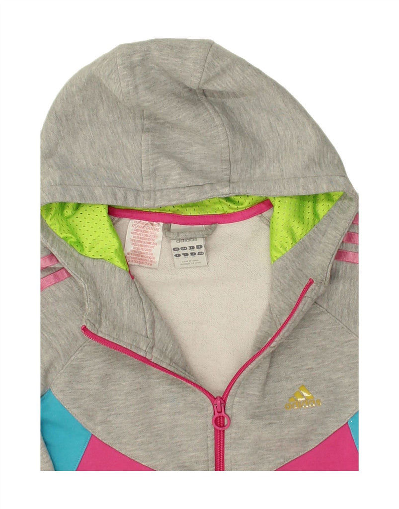 ADIDAS Girls Graphic Zip Hoodie Sweater 15-16 Years Pink Colourblock Vintage Adidas and Second-Hand Adidas from Messina Hembry 