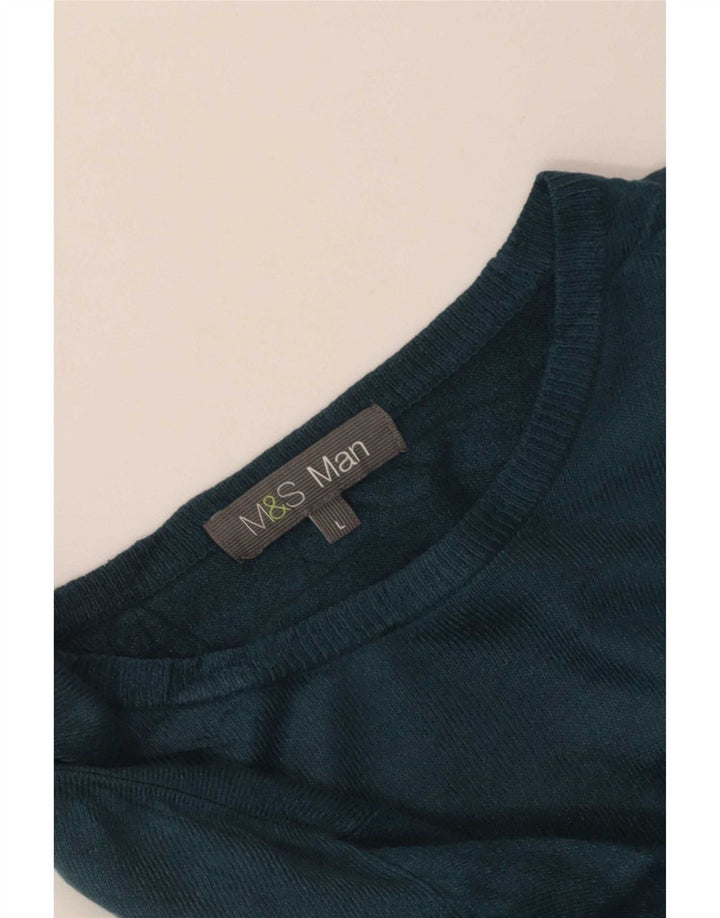 Marks & Spencer Mens Boat Neck Jumper Sweater Large Green