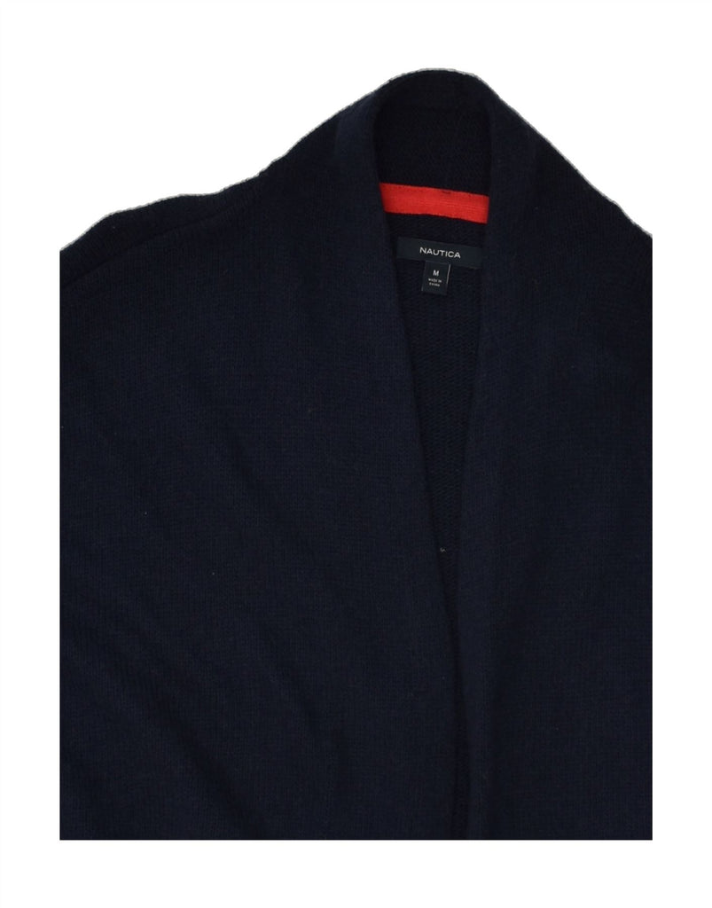 NAUTICA Womens Sleeveless Cardigan Sweater UK 14 Medium Navy Blue Striped | Vintage Nautica | Thrift | Second-Hand Nautica | Used Clothing | Messina Hembry 