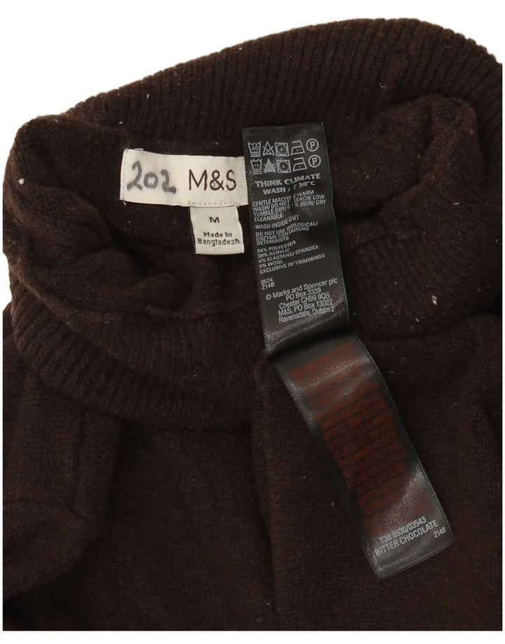 Marks & Spencer Womens Roll Neck Jumper Sweater UK 14 Medium Brown