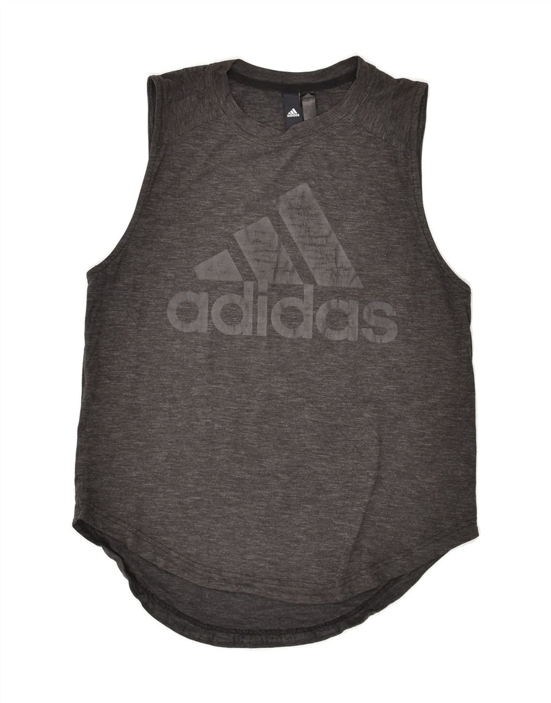 ADIDAS Womens Loose Fit Graphic Vest Top UK 8/10 Small Grey | Vintage Adidas | Thrift | Second-Hand Adidas | Used Clothing | Messina Hembry 