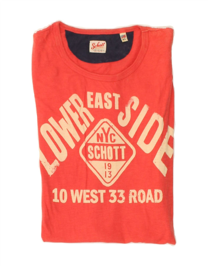 SCHOTT Mens Graphic T-Shirt Top XL Red Cotton | Vintage Schott | Thrift | Second-Hand Schott | Used Clothing | Messina Hembry 