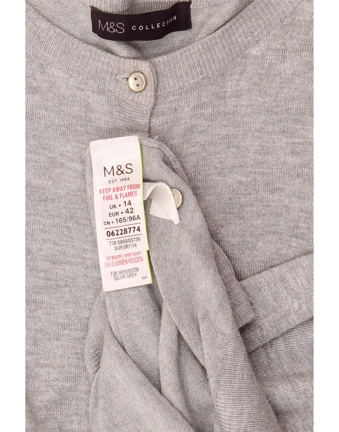 Marks & Spencer Womens Cardigan Sweater UK 14 Large Grey Flecked Viscose