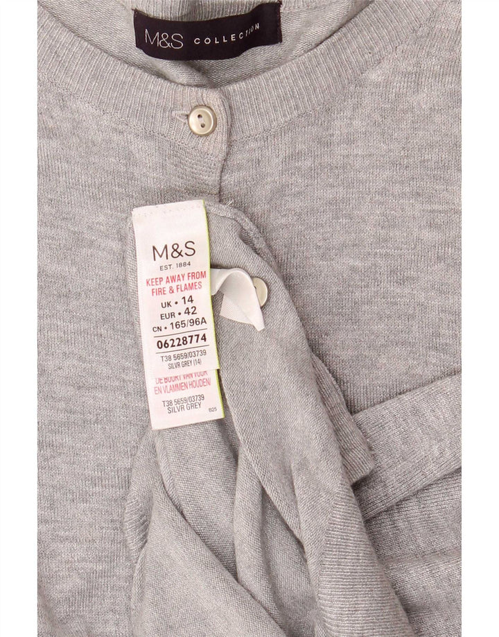 Marks & Spencer Womens Cardigan Sweater UK 14 Large Grey Flecked Viscose