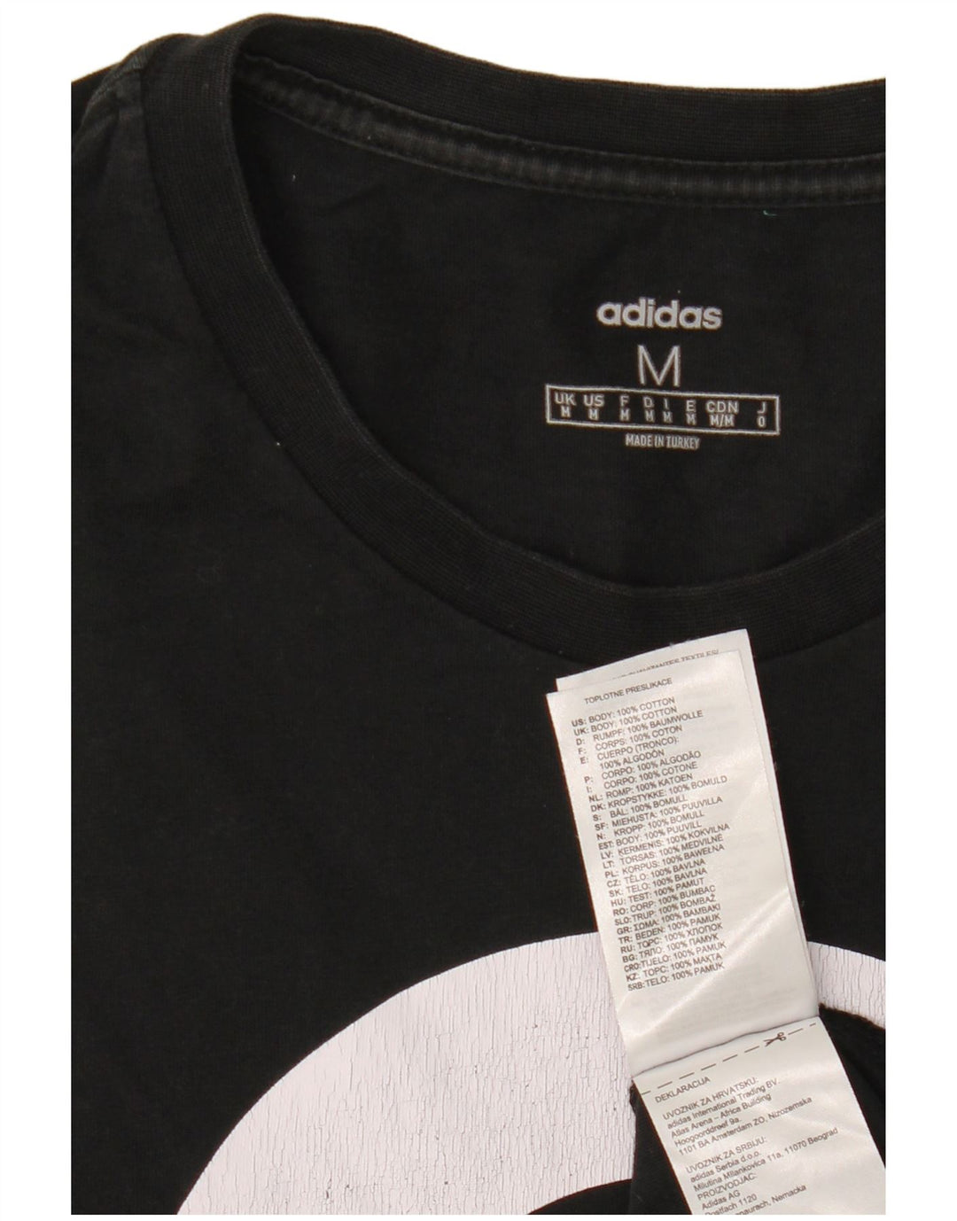 Adidas Mens Graphic T-Shirt Top Medium Black Cotton