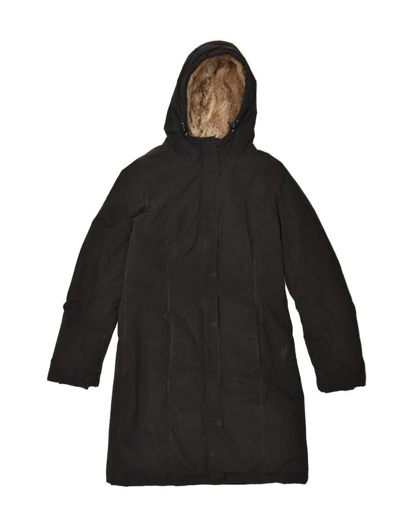 WOOLRICH Womens Hooded Padded Coat UK 14 Medium Black Polyester | Vintage Woolrich | Thrift | Second-Hand Woolrich | Used Clothing | Messina Hembry 