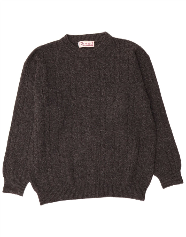 Stefanel Mens Crew Neck Jumper Sweater Medium Grey Wool