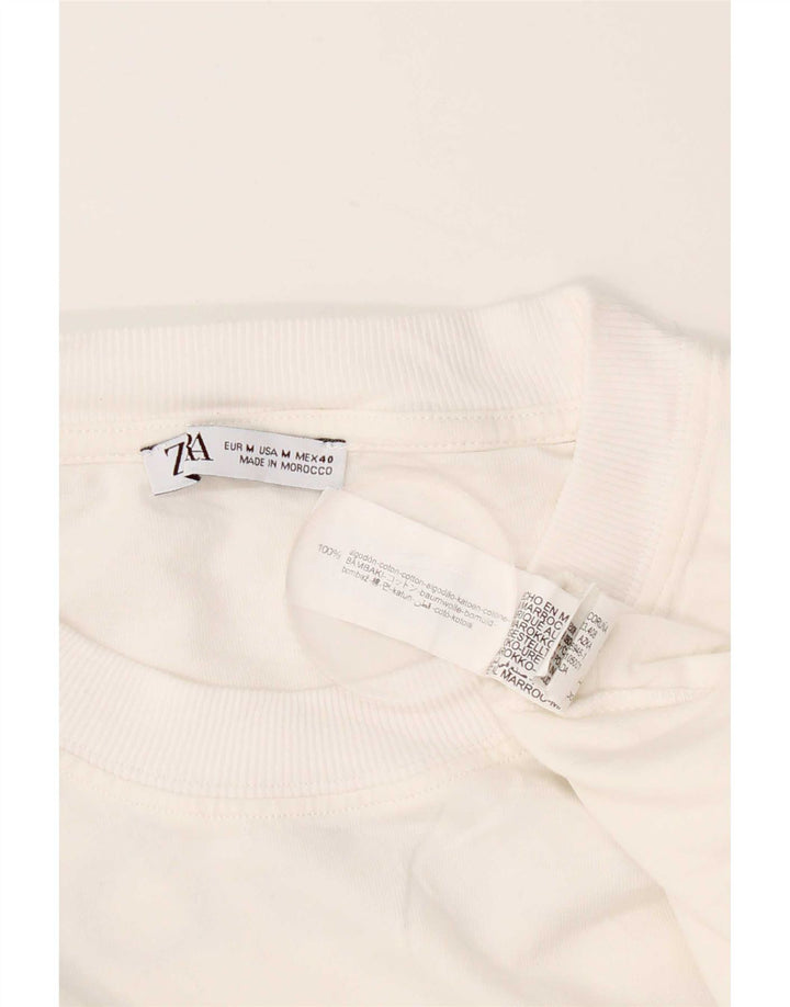 Zara Mens Graphic T-Shirt Top Medium White Cotton