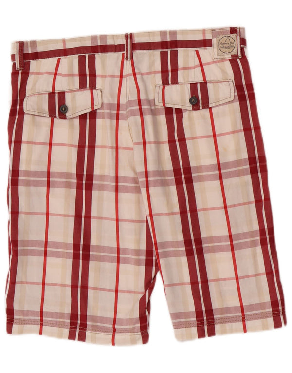 Murphy & Nye Mens Chino Shorts W34 Large Red Plaid Cotton